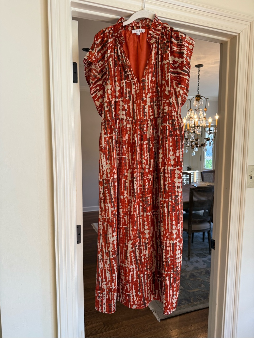 THML Women’s Rust Print Maxi Dress with V-Neck